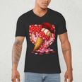 Baseball Heart Valentine Baseball Ice Cream Drip Boys Girls Men's V-Neck T-Shirt