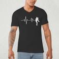 Baseball Heartbeat Pitcher Position Simple Line Art Men's V-Neck T-Shirt Baseball Heartbeat Pitcher Position Simple Line Art Men's V-Neck T-Shirt