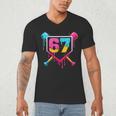 Baseball Ice Cream Drip 67 Meme Six Seven 67th Birthday Men's V-Neck T-Shirt Baseball Ice Cream Drip 67 Meme Six Seven 67th Birthday Men's V-Neck T-Shirt