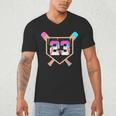 Baseball Ice Cream Drip Number 23 Player 23rd Birthday Men's V-Neck T-Shirt Baseball Ice Cream Drip Number 23 Player 23rd Birthday Men's V-Neck T-Shirt