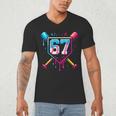 Baseball Ice Cream Drip Number 67 Player 67th Birthday 67 Men's V-Neck T-Shirt Baseball Ice Cream Drip Number 67 Player 67th Birthday 67 Men's V-Neck T-Shirt