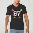 Baseball Ice Cream Drip Number 67 Player Six Seven Meme 6 7 Men's V-Neck T-Shirt Baseball Ice Cream Drip Number 67 Player Six Seven Meme 6 7 Men's V-Neck T-Shirt