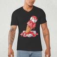 Baseball Ice Cream Drip Youth Strawberry Baseball Red Men's V-Neck T-Shirt Baseball Ice Cream Drip Youth Strawberry Baseball Red Men's V-Neck T-Shirt