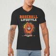 Baseball Lifestyle Ice Cream Drip Baseball Glove Crossed Bat Men's V-Neck T-Shirt Baseball Lifestyle Ice Cream Drip Baseball Glove Crossed Bat Men's V-Neck T-Shirt