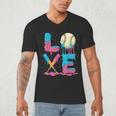 Baseball Love Drip Ice Cream Colorful Baseball Men's V-Neck T-Shirt