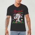 Baseball Mama Christmas Santa Hat Xmas Softball Mom Men's V-Neck T-Shirt