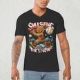 Baseball Player Christmas Gingerbread Smashing Through Snow Men's V-Neck T-Shirt Baseball Player Christmas Gingerbread Smashing Through Snow Men's V-Neck T-Shirt