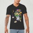 Baseball Player Mardi Gras Alligator Carnival Costume Beads Men's V-Neck T-Shirt Baseball Player Mardi Gras Alligator Carnival Costume Beads Men's V-Neck T-Shirt