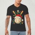 Baseball Santa Christmas Ball Baseball Lover Player Boys Men's V-Neck T-Shirt Baseball Santa Christmas Ball Baseball Lover Player Boys Men's V-Neck T-Shirt