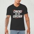 Baseball Seams Chicks Dig The Catcher Men's V-Neck T-Shirt Baseball Seams Chicks Dig The Catcher Men's V-Neck T-Shirt
