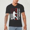 Baseball Silhouette Heart USA Flag Hearts American Boys Kids Men's V-Neck T-Shirt Baseball Silhouette Heart USA Flag Hearts American Boys Kids Men's V-Neck T-Shirt