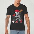 Baseball Skeleton Halloween Playing Men's V-Neck T-Shirt Baseball Skeleton Halloween Playing Men's V-Neck T-Shirt