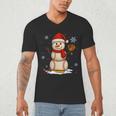 Baseball Snowman Merry Christmas Holiday Sports Xmas Pajamas Men's V-Neck T-Shirt Baseball Snowman Merry Christmas Holiday Sports Xmas Pajamas Men's V-Neck T-Shirt