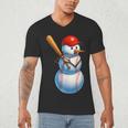 Baseball Snowman Merry Christmas Xmas Pajamas Men Women Kids Men's V-Neck T-Shirt Baseball Snowman Merry Christmas Xmas Pajamas Men Women Kids Men's V-Neck T-Shirt