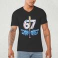 Blue Camo Baseball 67 Six Seven Camo Ice Cream Drip Boy Teen Men's V-Neck T-Shirt