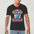 Blue Checkered I Was 6 Now I'm 7 Birthday Cake Baseball Drip Men's V-Neck T-Shirt Blue Checkered I Was 6 Now I'm 7 Birthday Cake Baseball Drip Men's V-Neck T-Shirt