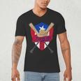 Boricua Puerto Rico Baseball Coqui Frog Pava Hat Fan Men's V-Neck T-Shirt Boricua Puerto Rico Baseball Coqui Frog Pava Hat Fan Men's V-Neck T-Shirt