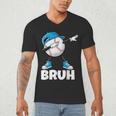 Boys Baseball Graphic Tee Teen Apparel Cute Meme Bruh Men's V-Neck T-Shirt