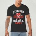 Boys Baseball Valentines Day Stealing Hearts Valentine Kids Men's V-Neck T-Shirt