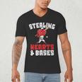 Boys Baseball Valentines Shirt Sterling Hearts Baseball Men's V-Neck T-Shirt