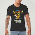 Boys Pizza Theme Baseball Home Hitter Men's V-Neck T-Shirt Boys Pizza Theme Baseball Home Hitter Men's V-Neck T-Shirt