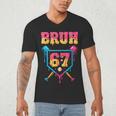 Bruh Baseball Ice Cream Drip Number 67 Player 67th Birthday Men's V-Neck T-Shirt