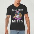 Calm Your Mitts Baseball Ice Cream Drip Crossed Bats Sport Men's V-Neck T-Shirt Calm Your Mitts Baseball Ice Cream Drip Crossed Bats Sport Men's V-Neck T-Shirt