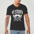Christian Baseball My Strength Comes From The Lord Baseball Men's V-Neck T-Shirt Christian Baseball My Strength Comes From The Lord Baseball Men's V-Neck T-Shirt