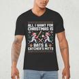Christmas Baseball Bats Catcher Mitts Holiday Tee Men's V-Neck T-Shirt Christmas Baseball Bats Catcher Mitts Holiday Tee Men's V-Neck T-Shirt