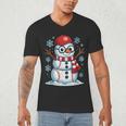 Christmas Baseball Snowman Xmas Pajamas Women Men Boys Men's V-Neck T-Shirt Christmas Baseball Snowman Xmas Pajamas Women Men Boys Men's V-Neck T-Shirt