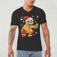 Christmas Gingerbread Man Baseball Player Catcher Men's V-Neck T-Shirt Christmas Gingerbread Man Baseball Player Catcher Men's V-Neck T-Shirt
