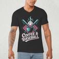 Coffee And Baseball Baseball Player Men's V-Neck T-Shirt Coffee And Baseball Baseball Player Men's V-Neck T-Shirt