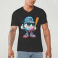 Cool Ice Cream Drip Baseball Drip For Boys Sports Kids Men's V-Neck T-Shirt Cool Ice Cream Drip Baseball Drip For Boys Sports Kids Men's V-Neck T-Shirt