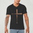 Cross Baseball Bats Christian Faith Sports Coach Pitcher Men's V-Neck T-Shirt Cross Baseball Bats Christian Faith Sports Coach Pitcher Men's V-Neck T-Shirt