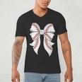 Cute Baseball Coquette Bow For Women Girls Baseball Mama Mom Men's V-Neck T-Shirt