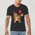 Dabbing Cool Cat Baseball 5th Birthday Men's V-Neck T-Shirt