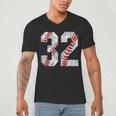 Distressed Baseball Number 32 Jersey Uniform Player Fan Men's V-Neck T-Shirt Distressed Baseball Number 32 Jersey Uniform Player Fan Men's V-Neck T-Shirt