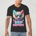 Drip Happens Baseball Ice Cream Bat And Ball With Sunglasses Men's V-Neck T-Shirt Drip Happens Baseball Ice Cream Bat And Ball With Sunglasses Men's V-Neck T-Shirt