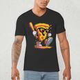 Drippy Pizza Baseball Slice Cartoon Sports Food Men's V-Neck T-Shirt