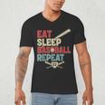 Eat Sleep Baseball Repeat Bat Ball Player Fan Men's V-Neck T-Shirt Eat Sleep Baseball Repeat Bat Ball Player Fan Men's V-Neck T-Shirt