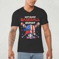 Eat Sleep Baseball Repeat Ice Cream Drip Crossed Bats Men's V-Neck T-Shirt Eat Sleep Baseball Repeat Ice Cream Drip Crossed Bats Men's V-Neck T-Shirt