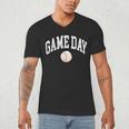 Game Day Baseball Player And Fan Graphic Men's V-Neck T-Shirt Game Day Baseball Player And Fan Graphic Men's V-Neck T-Shirt