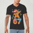 Gingerbread Six Seven 67 Ice Cream Drip Baseball Men's V-Neck T-Shirt Gingerbread Six Seven 67 Ice Cream Drip Baseball Men's V-Neck T-Shirt