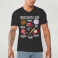God Says I Am Baseball Player Catcher Pitcher Boys Men Men's V-Neck T-Shirt God Says I Am Baseball Player Catcher Pitcher Boys Men Men's V-Neck T-Shirt