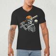 Halloween Boys Batting Skeleton Baseball Men's V-Neck T-Shirt Halloween Boys Batting Skeleton Baseball Men's V-Neck T-Shirt