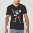 Halloween Skeleton Playing Baseball 67 Six Seven Meme Men's V-Neck T-Shirt Halloween Skeleton Playing Baseball 67 Six Seven Meme Men's V-Neck T-Shirt