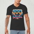 Happy 100 Days Of School Baseball Drip For Kids Teachers Men's V-Neck T-Shirt Happy 100 Days Of School Baseball Drip For Kids Teachers Men's V-Neck T-Shirt