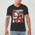 Happy 100 Days Of School Baseball Football PE Teacher Men's V-Neck T-Shirt Happy 100 Days Of School Baseball Football PE Teacher Men's V-Neck T-Shirt