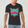Happy 100 Days Of School Costume Baseball Drip Ice Cream Men's V-Neck T-Shirt Happy 100 Days Of School Costume Baseball Drip Ice Cream Men's V-Neck T-Shirt