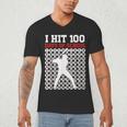 I Hit 100 Days Of School Baseball 100 Day Of School Men's V-Neck T-Shirt I Hit 100 Days Of School Baseball 100 Day Of School Men's V-Neck T-Shirt